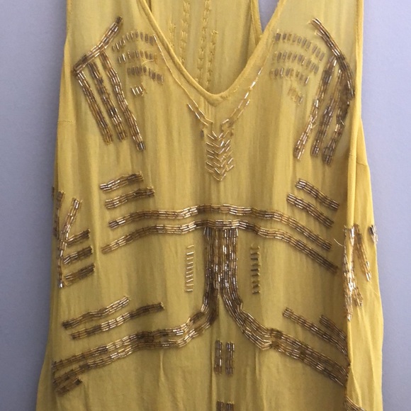 Free People Beaded Boho V Neck Racerback Tank Top - Picture 3 of 5